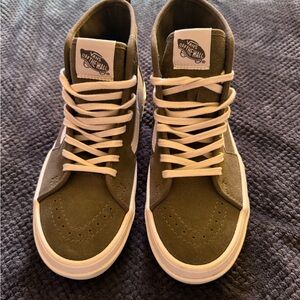 Vans Green and White Canvas Sneakers